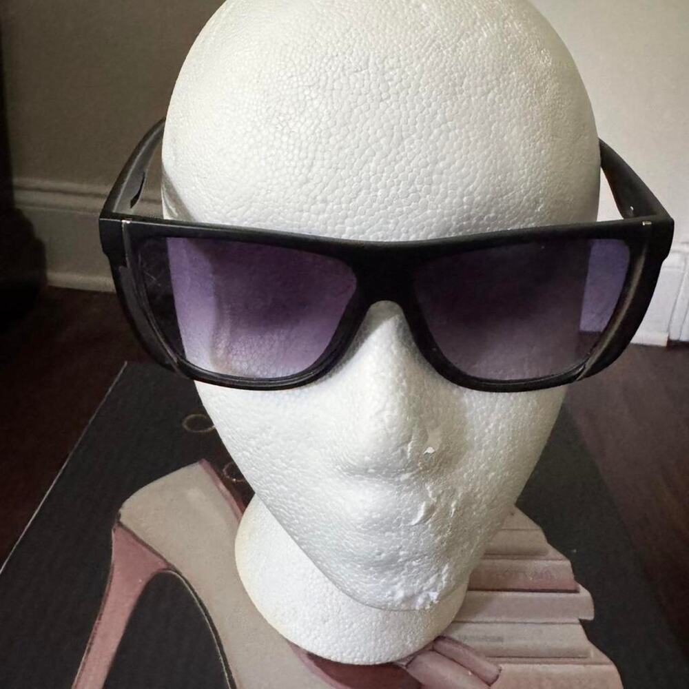 Black sunglasses with purple lenses